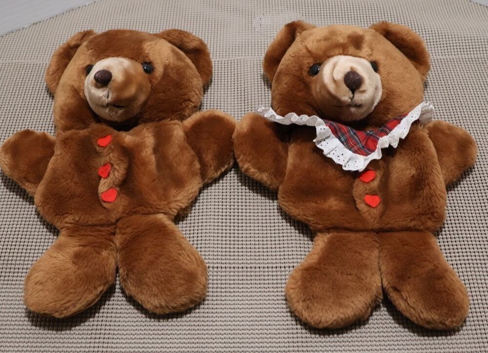 Schmid Teddy Bear Plush Christmas Card Holder Stocking Boy Girl Pair 1984